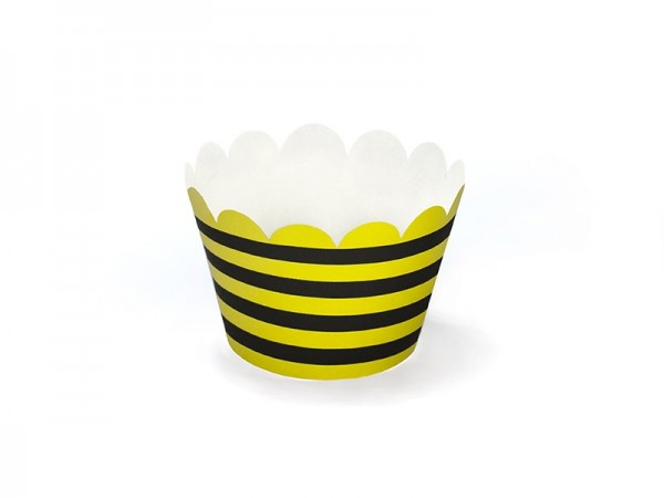 6 Cupcake-Förmchen Gelb-Schwarz 3