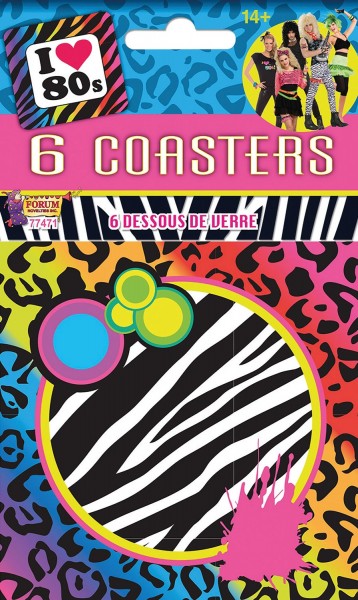 6 80'erne coaster farverige