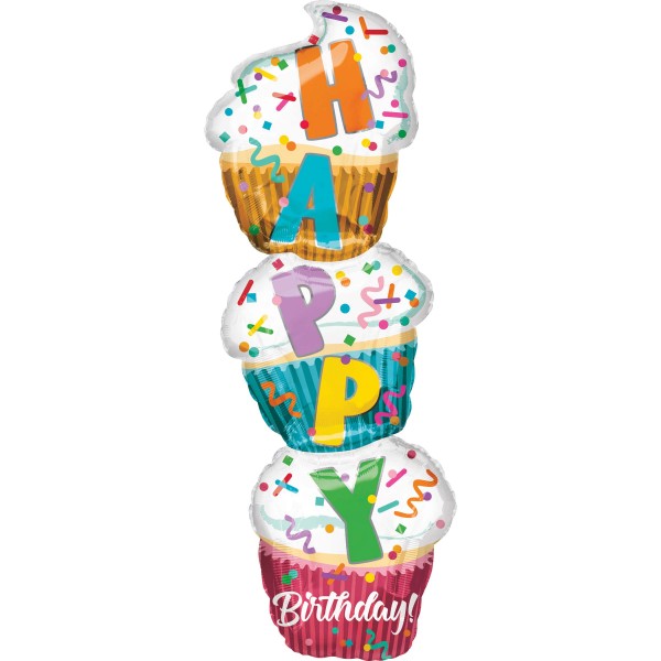 Grattis på födelsedagen cupcake ballong