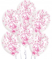 6 globos con confeti rosa Poppi