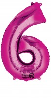 Balon numer 6 różowy 88 cm