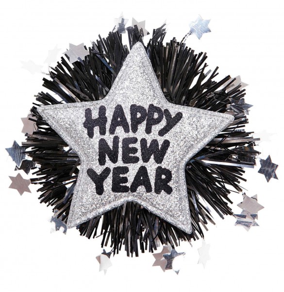 Silver Happy New Year lapel pin