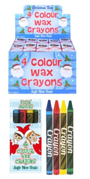 4 Christmas elves wax crayons 8cm