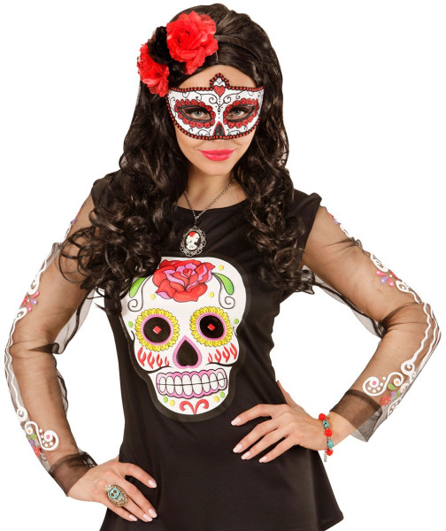 Day of the Dead Eye Mask White-Red
