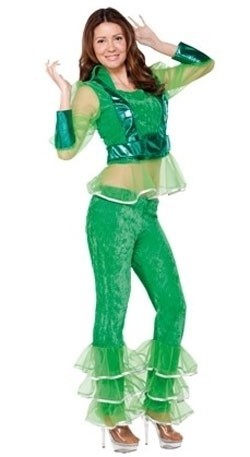 Ladies Disco Girl Costume Green