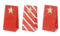 24 bolsas de calendario de adviento rojas y blancas de 8 x 18 x 6,5 cm