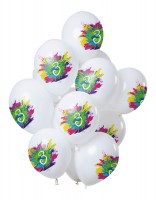 3. fødselsdag 12 latexballoner Color Splash