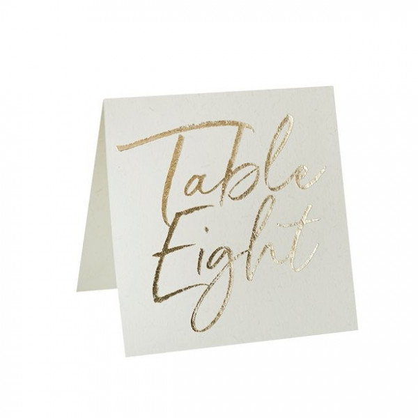 12 gold table number cards