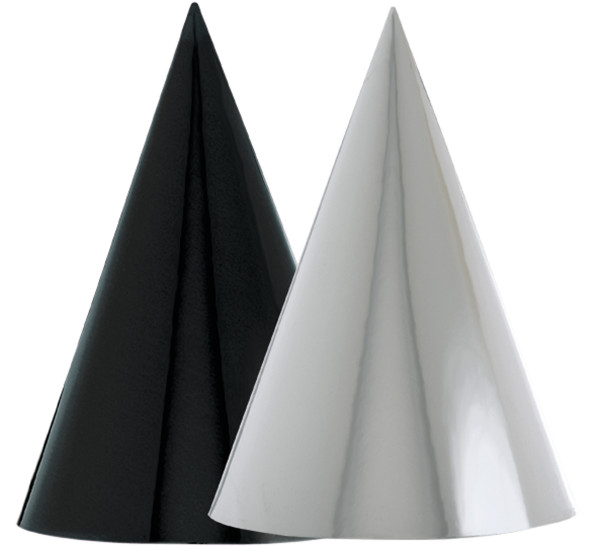 12 party hats black-silver