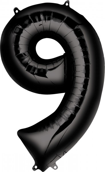 Cijfers folieballon 9 zwart 86cm