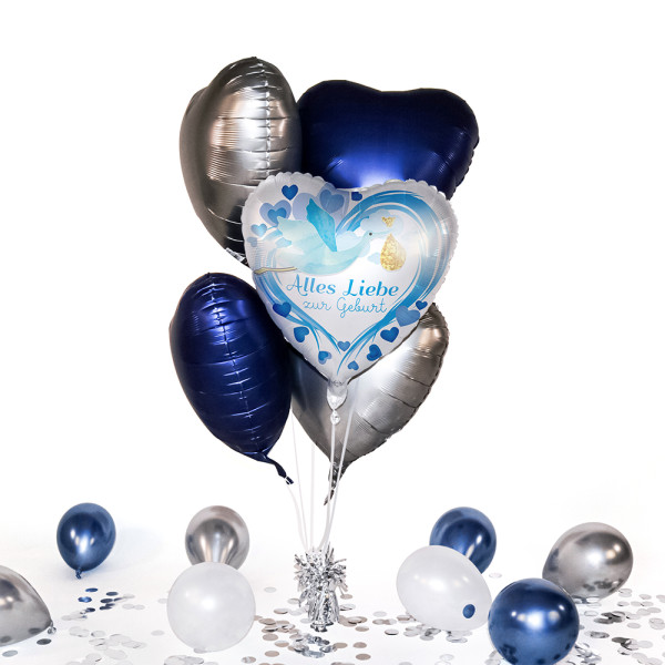 Heliumballon in der Box Alles Liebe zur Geburt Blau