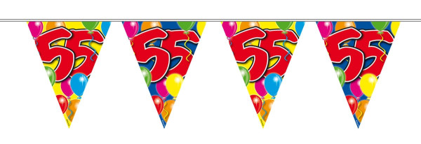 Espectacular cadena para banderines del 55 cumpleaños 10m