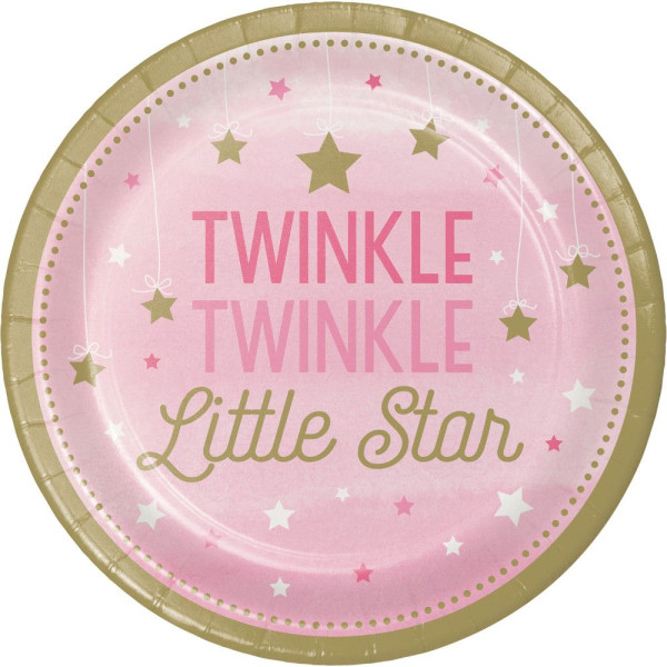 8 Twinkle Baby Girl paper plates 23cm
