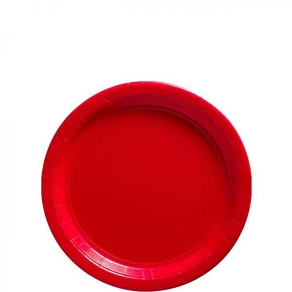 50 platos de plástico de alta calidad rojo 17cm