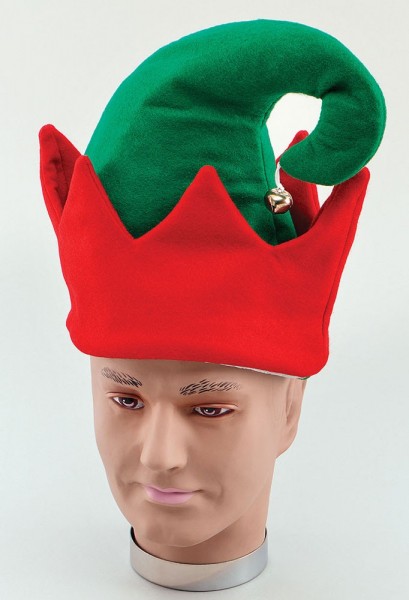 Czapka świąteczna elfa czerwono-zielona