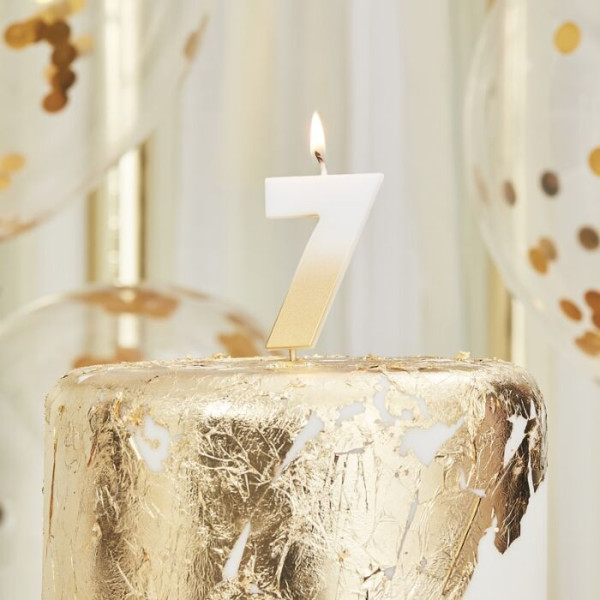 Golden number 7 ombré cake candle
