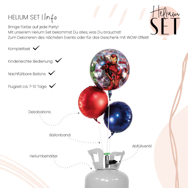 Marvel Avengers Ballonbouquet-Set mit Heliumbehälter 3