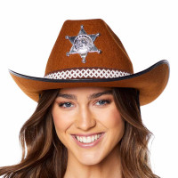 Oversigt: Cowboy sheriff hat til voksne brun