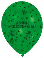 Vorschau: 8 Luftballons Joyeux Anniversaire Komplettdruck