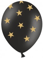 Preview: 6 balloons gold star pastel black