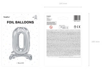 Förhandsgranskning: Silver 0 stående folieballong 70cm