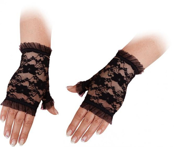 Czarna koronkowa rękawiczka bez palców
