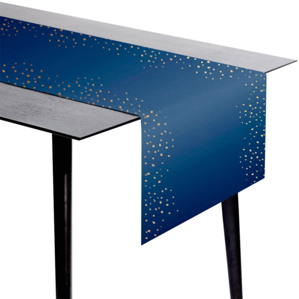 Chemin de table bleu élégant 240x40cm