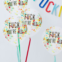 5 Nasty Birthday confetti balloons 30cm
