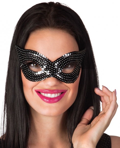 Sequin Diva Eye Mask Black