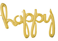 Złoty napis Happy 93 x 68 cm