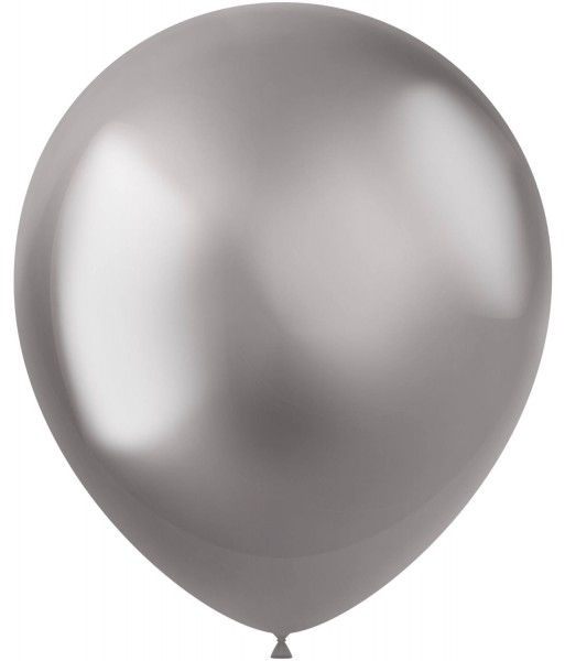 10 Shiny Star Luftballons silber 33cm