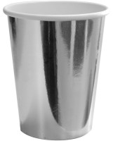 8 Paper Cups Silver Metallic 350ml