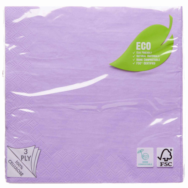20 Lila Lavendel Eco Servietten 33cm