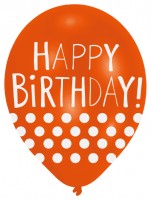 6 Happy Birthday balloons with dots 28 cm