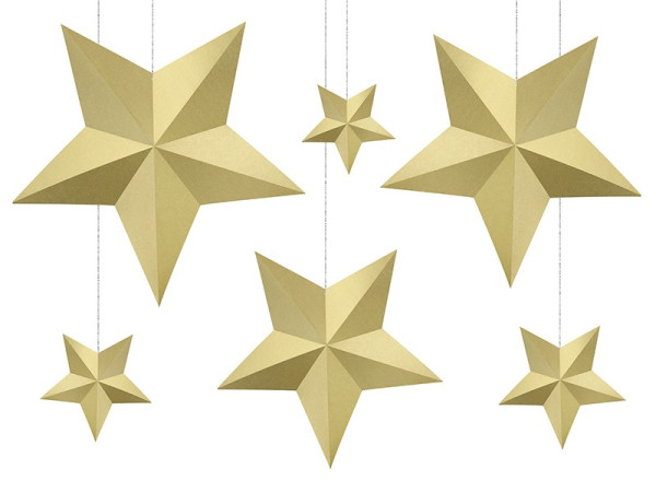6 gyllene DIY hängande dekorationsstjärnor
