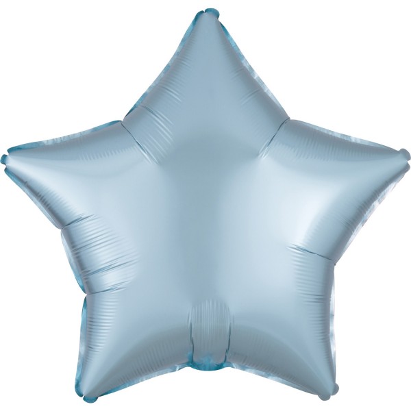 Satin stjärnballong isblå 43cm