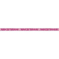 Oversigt: 50-års fødselsdag lyserød glitter drømmefest banner