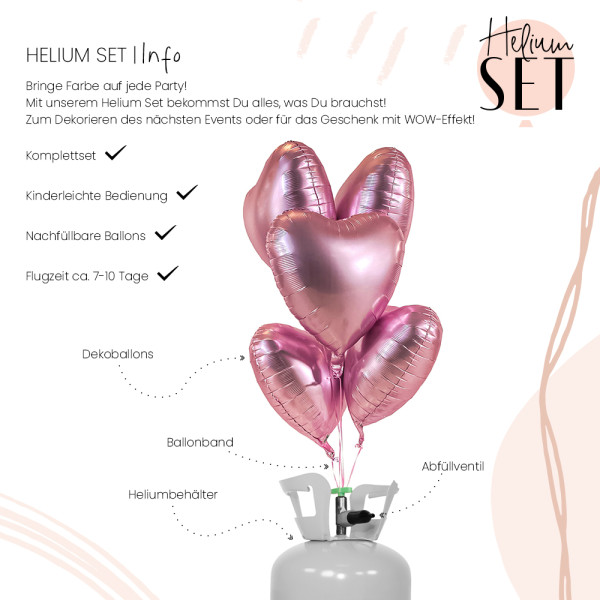 Blush Baby mattes Herz Ballonbouquet-Set mit Heliumbehälter