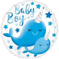 Baby Boy Foil Balloon Narwhal 45cm