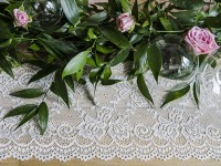 Preview: Lace fabric White Rose 9m x 15cm