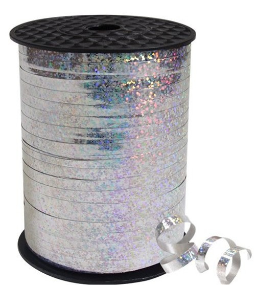 228m holographic gift ribbon silver