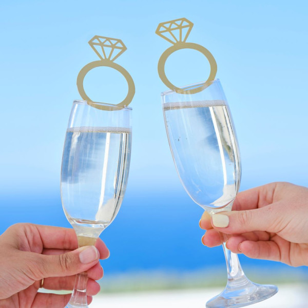 XX Champagne to Love ring shaped glass marker