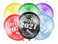Preview: 50 metallic 2021 balloons 30cm