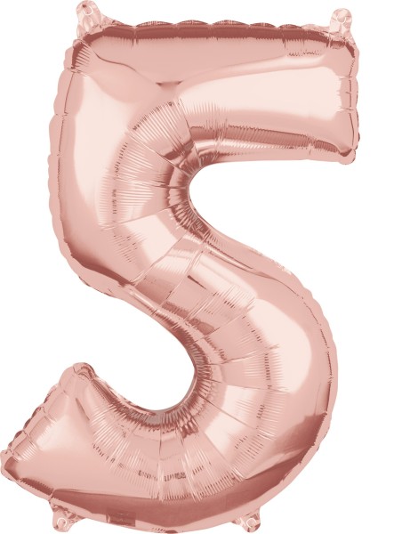 Ballon feuille d'or rose numéro 5 66cm