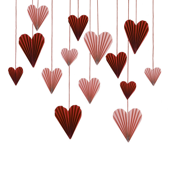 16 abanicos de papel en forma de corazón de susurro de amor