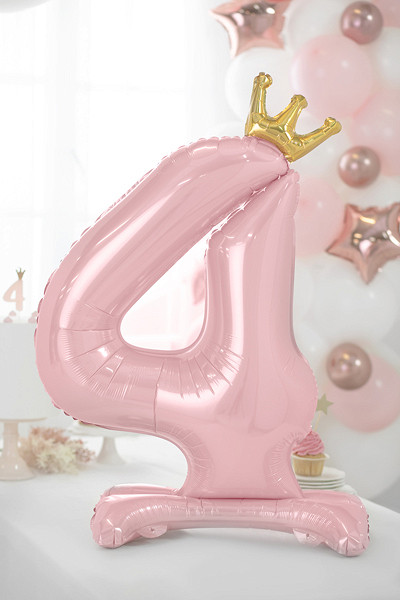 Light pink standing foil balloon number 4