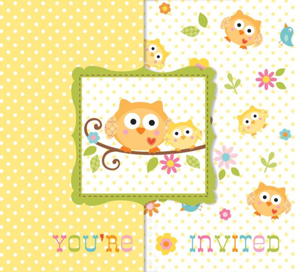 8 Woodland baby shower invitation cards
