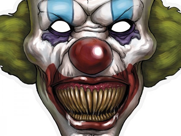 Maschera di carta con elastico spaventoso clown 3