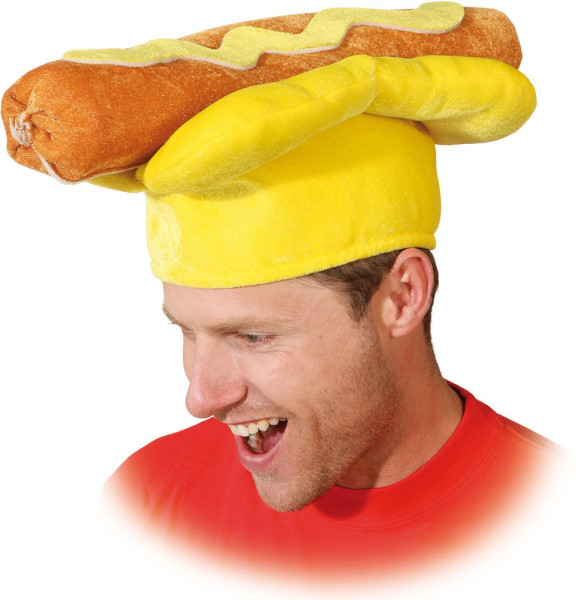 Crazy hot dog with mustard cap
