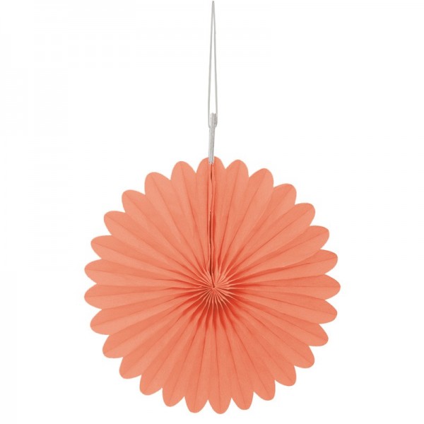 Decorative fan flower coral red 15cm set of 3 2
